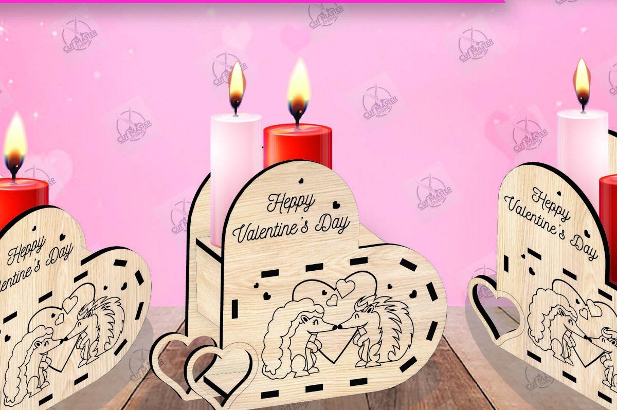 Σετ των 2 Intra απο ξύλο plywood 3mm-4mm πάχος – Κηροπήγιο Valentine Δίασταση  20x20 cm INTRAFABR-110515758