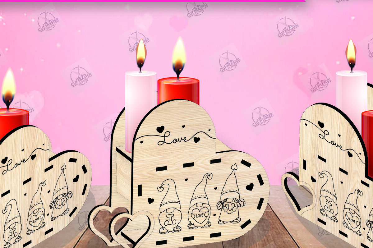 Σετ των 2 Intra απο ξύλο plywood 3mm-4mm πάχος – Κηροπήγιο Valentine Δίασταση  20x20 cm INTRAFABR-110515790