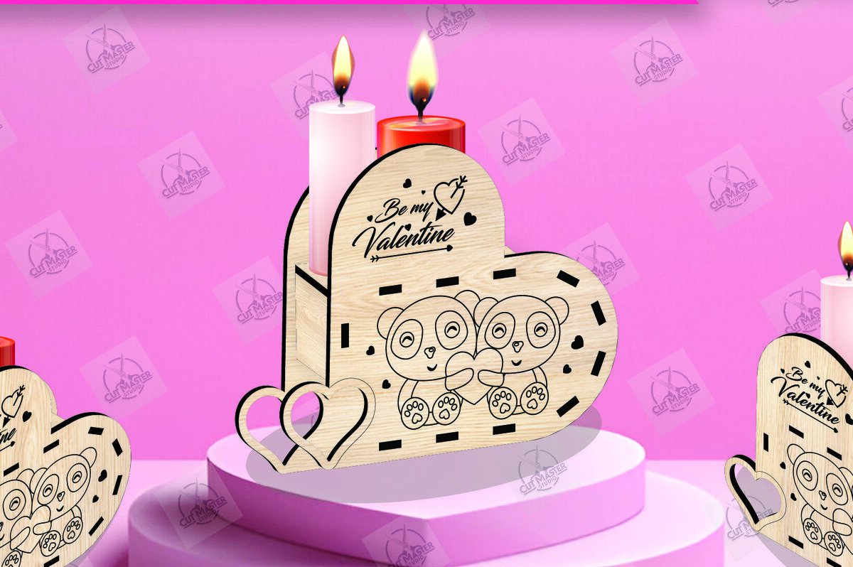 Σετ των 2 Intra απο ξύλο plywood 3mm-4mm πάχος – Κηροπήγιο Valentine Δίασταση  20x20 cm INTRAFABR-110467610