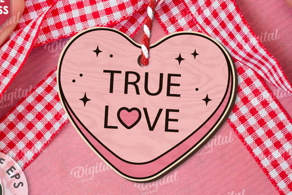 Σετ των 2 Intra απο ξύλο plywood 3mm-4mm πάχος – Valentine Candy Heart Ετικέτα δώρου Δίασταση  20x20 cm INTRAFABR-111987702