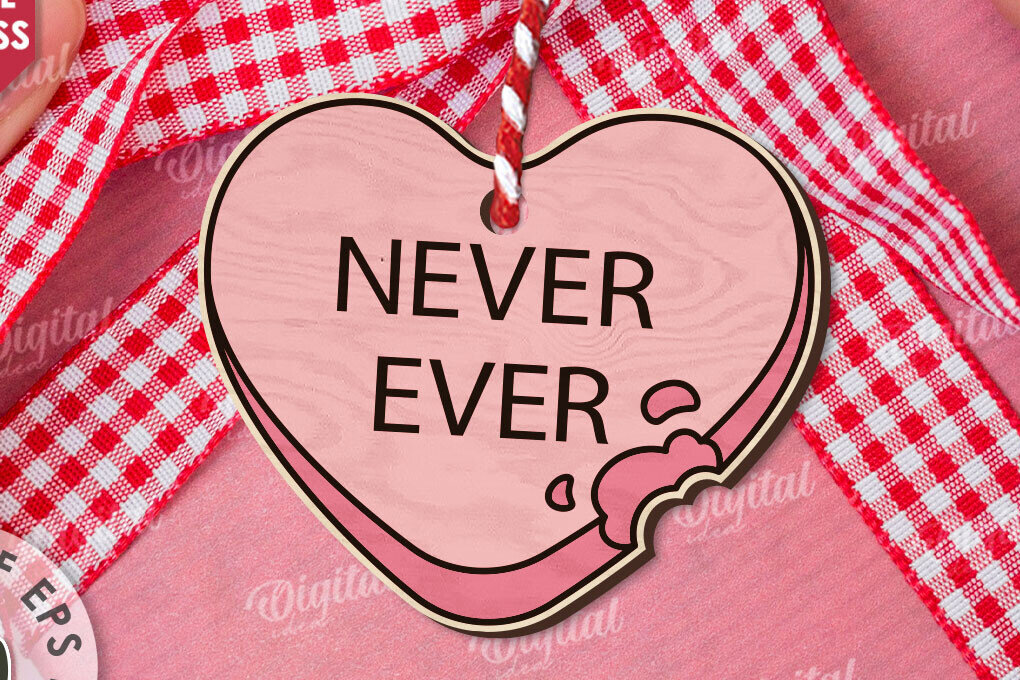 Σετ των 2 Intra απο ξύλο plywood 3mm-4mm πάχος – Valentine Candy Heart Ετικέτα δώρου Δίασταση  20x20 cm INTRAFABR-111987357