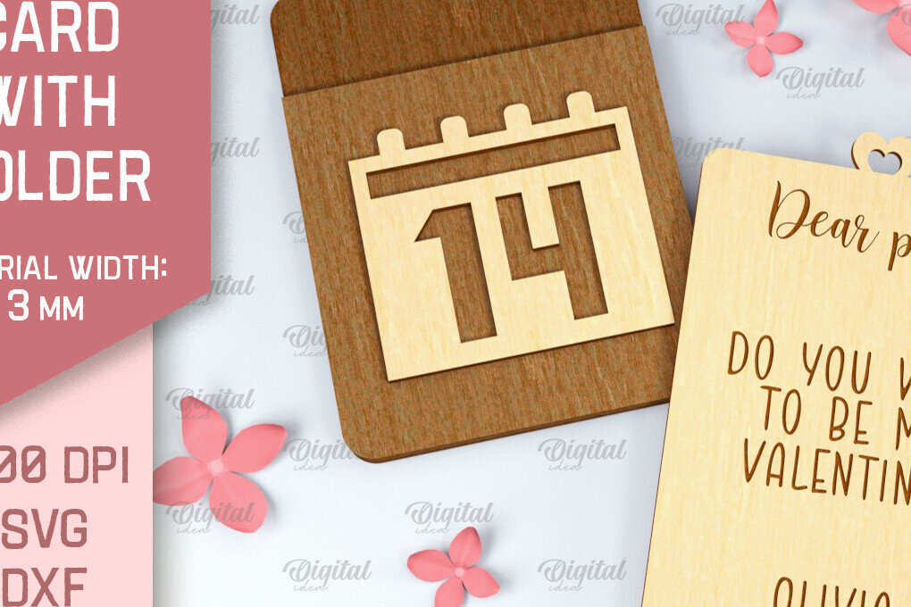 Σετ των 2 Intra απο ξύλο plywood 3mm-4mm πάχος – Κάρτα Αγίου Βαλεντίνου με θήκη Δίασταση  20x20 cm INTRAFABR-88361088