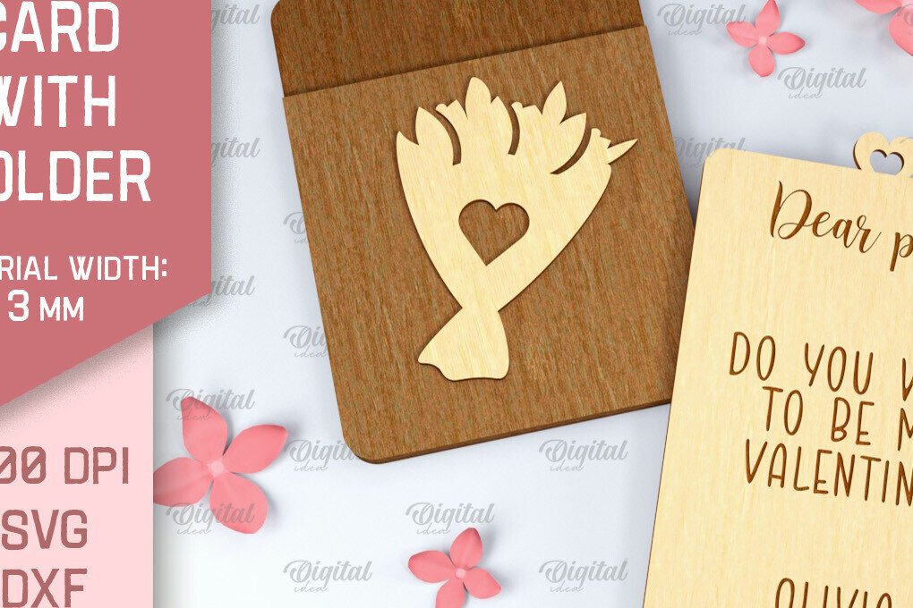 Σετ των 2 Intra απο ξύλο plywood 3mm-4mm πάχος – Κάρτα Αγίου Βαλεντίνου με θήκη Δίασταση  20x20 cm INTRAFABR-88361207