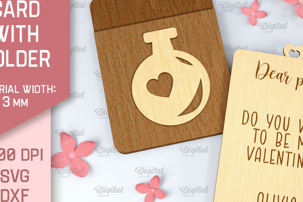 Σετ των 2 Intra απο ξύλο plywood 3mm-4mm πάχος – Κάρτα Αγίου Βαλεντίνου με θήκη Δίασταση  20x20 cm INTRAFABR-88361331