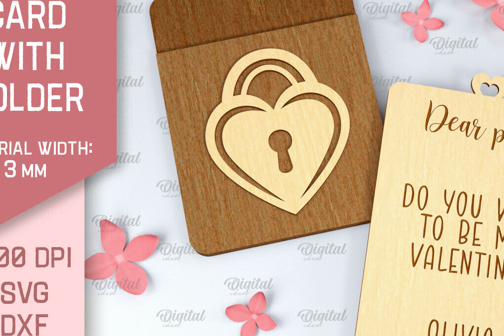 Σετ των 2 Intra απο ξύλο plywood 3mm-4mm πάχος – Κάρτα Αγίου Βαλεντίνου με θήκη Δίασταση  20x20 cm INTRAFABR-88361554