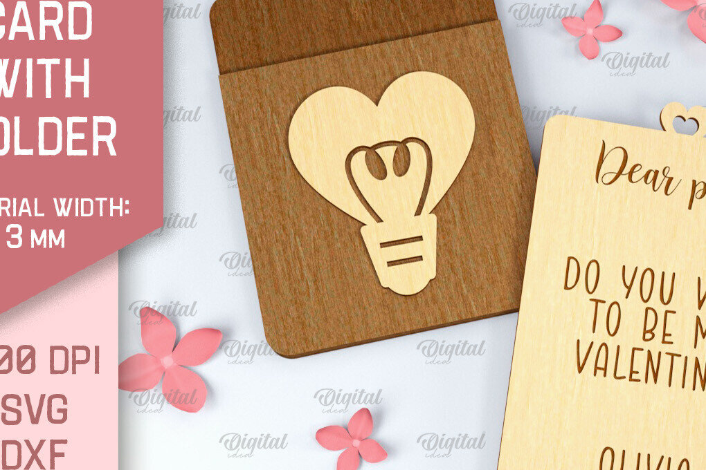 Σετ των 2 Intra απο ξύλο plywood 3mm-4mm πάχος – Κάρτα Αγίου Βαλεντίνου με θήκη Δίασταση  20x20 cm INTRAFABR-88361618