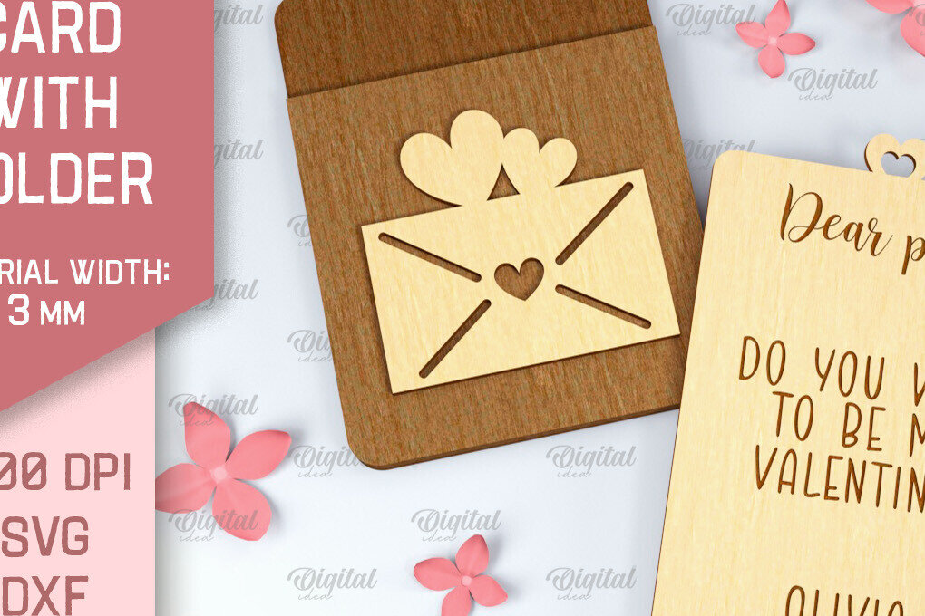Σετ των 2 Intra απο ξύλο plywood 3mm-4mm πάχος – Κάρτα Αγίου Βαλεντίνου με θήκη Δίασταση  20x20 cm INTRAFABR-88361017