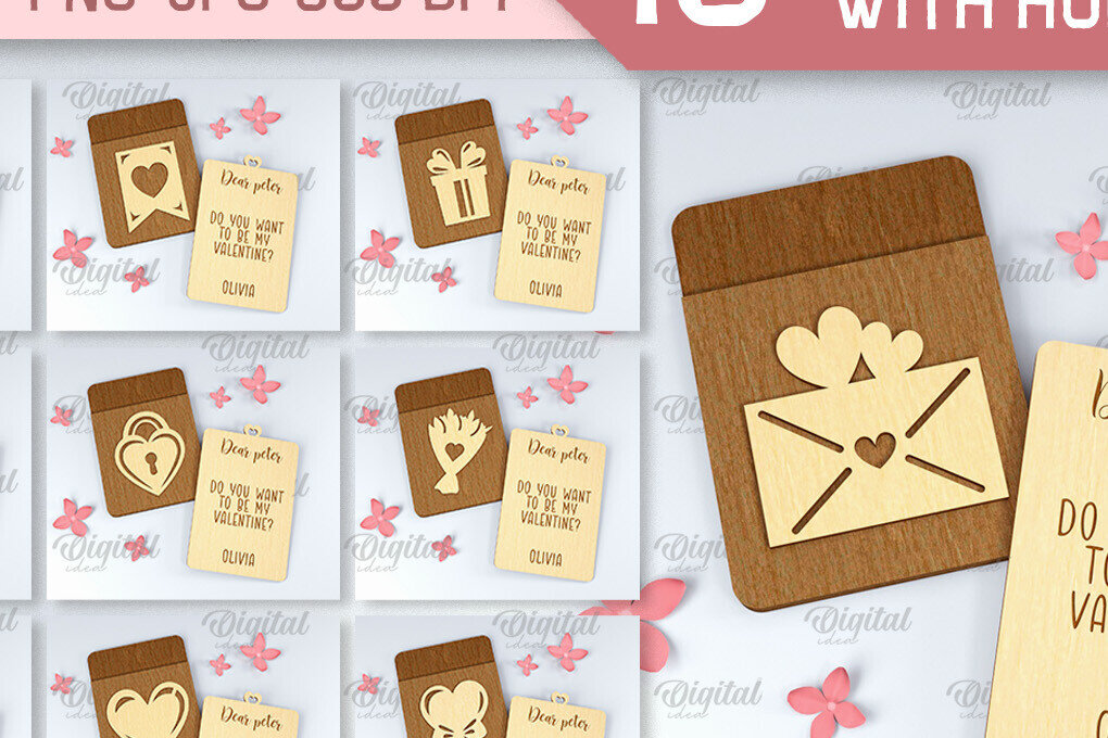 Σετ των 2 Intra απο ξύλο plywood 3mm-4mm πάχος – Κάρτα Αγίου Βαλεντίνου με Πακέτο Δίασταση  20x20 cm INTRAFABR-88612129