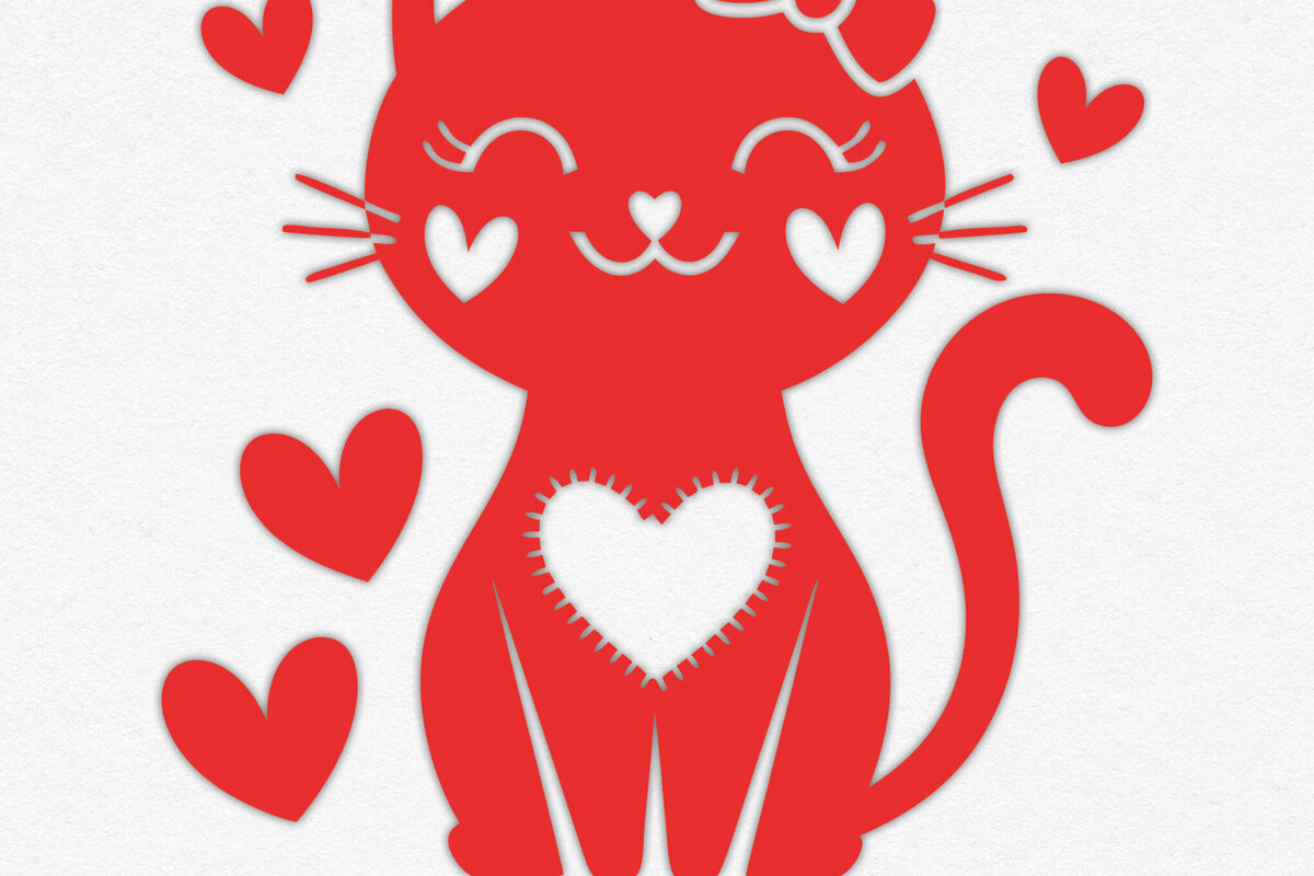 Σετ των 2 Intra απο ξύλο plywood 3mm-4mm πάχος – Valentine Cat Design 18 Δίασταση  40x30 cm INTRAFABR-115766583
