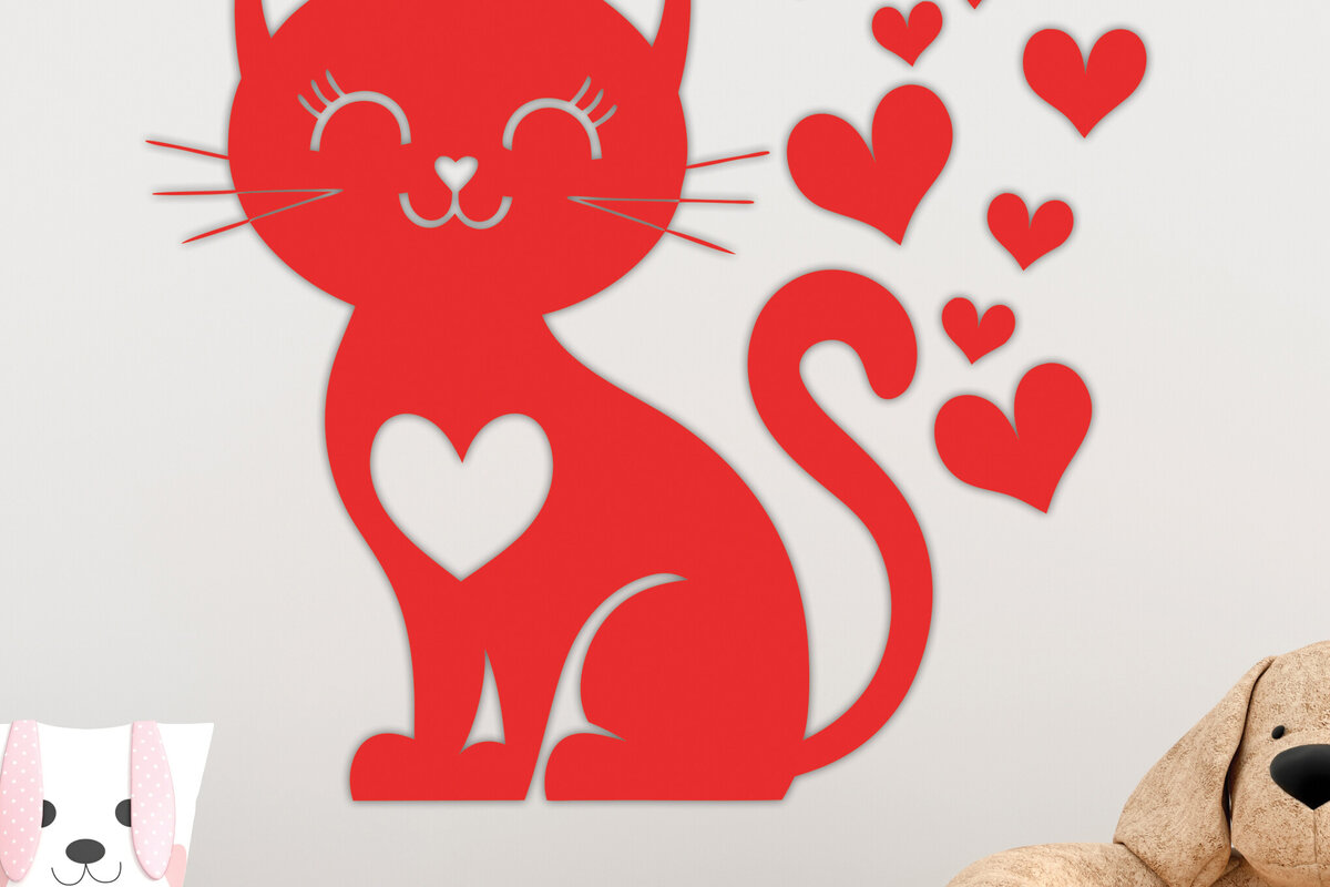 Intra απο ξύλο plywood 3mm-4mm πάχος – Valentine Cat Design 4 Δίασταση  40x30 cm INTRAFABR-115373309