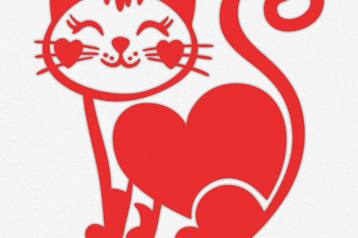 Intra απο ξύλο plywood 3mm-4mm πάχος – Valentine Cat Design 7 Δίασταση  40x30 cm INTRAFABR-115462976