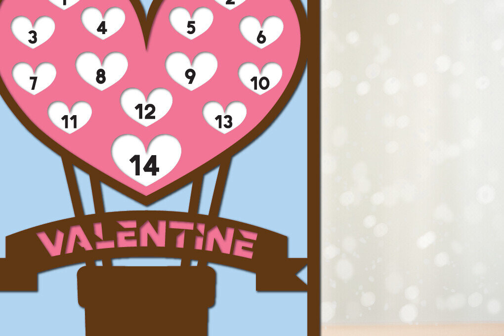 Σετ των 2 Intra απο ξύλο plywood 3mm-4mm πάχος – Αντίστροφη μέτρηση για τον Άγιο Βαλεντίνο | Ημερολόγιο του Αγίου Βαλεντίνου Δίασταση  20x20 cm INTRAFABR-112427342