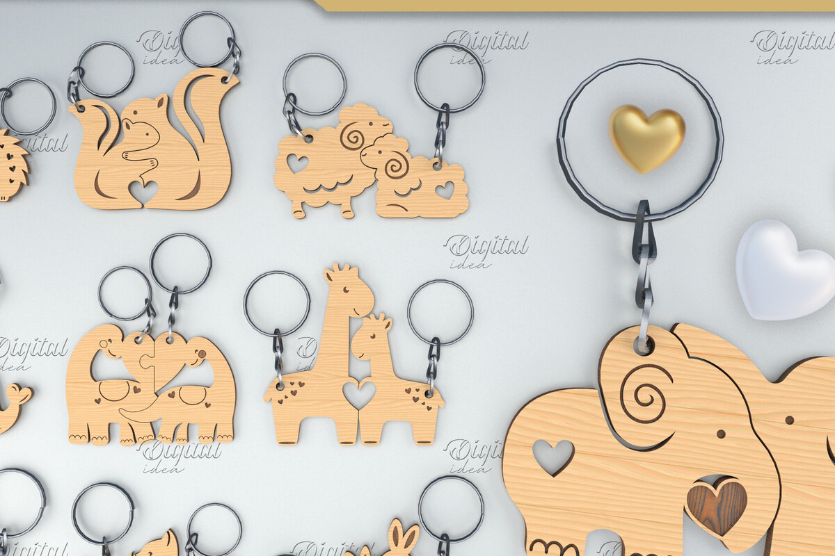 Σετ των 3 Intra απο ξύλο plywood 3mm-4mm πάχος – Πακέτο μπρελόκ για ζευγάρια Valentine Laser Δίασταση  5x5 cm INTRAFABR-84107695