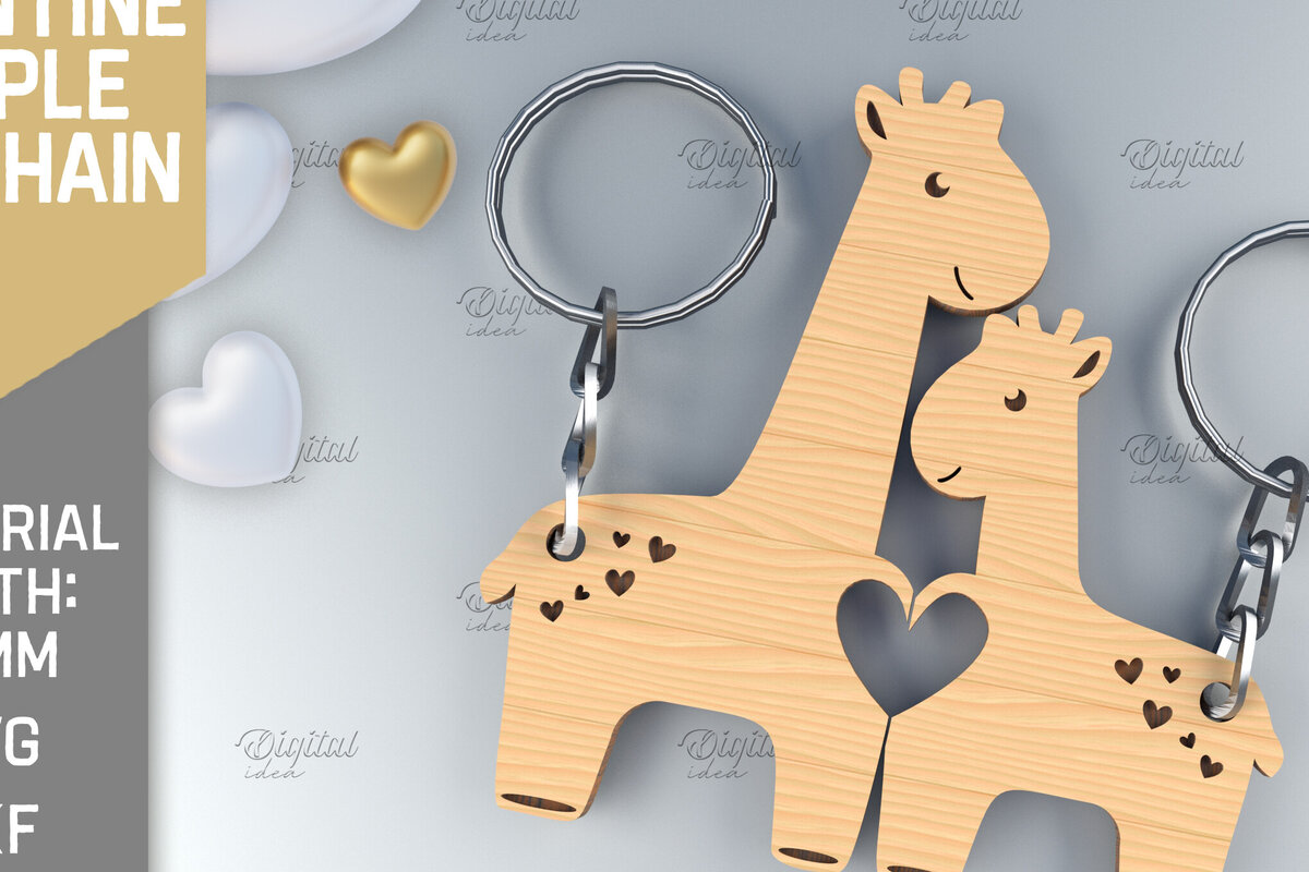 Σετ των 3 Intra απο ξύλο plywood 3mm-4mm πάχος – Μπρελόκ για ζευγάρια Αγίου Βαλεντίνου. Καμηλοπάρδαλη Δίασταση  5x5 cm INTRAFABR-84106516