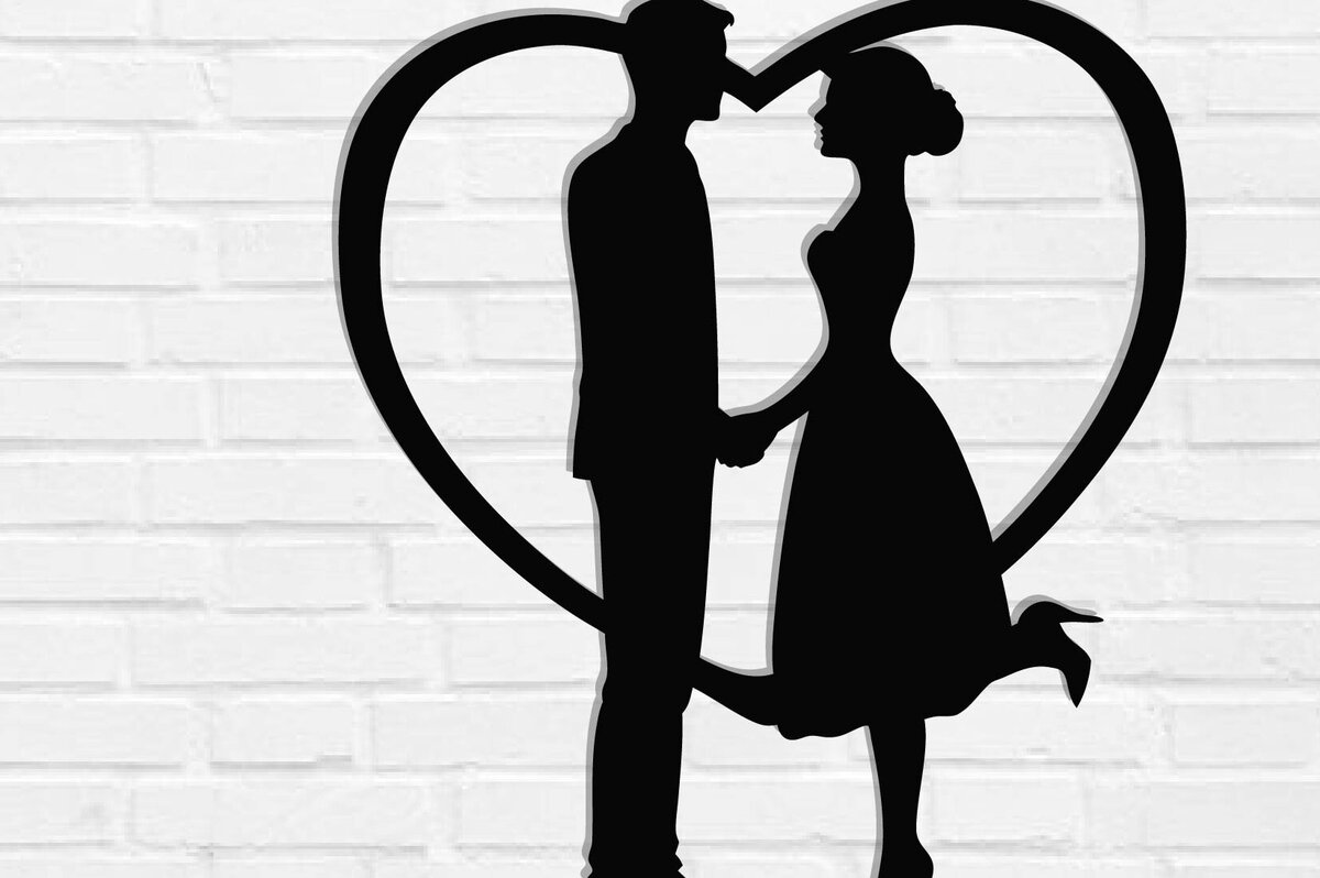 Σετ των 2 Intra απο ξύλο plywood 3mm-4mm πάχος – Αρχεία κοπής με λέιζερ Valentine Couple Δίασταση  20x20 cm INTRAFABR-118730576