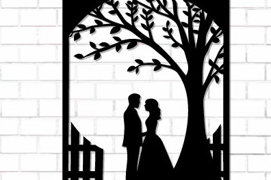 Intra απο ξύλο plywood 3mm-4mm πάχος – Κοπή λέιζερ τοίχου για ζευγάρια Valentine Δίασταση  40x30 cm INTRAFABR-112615311