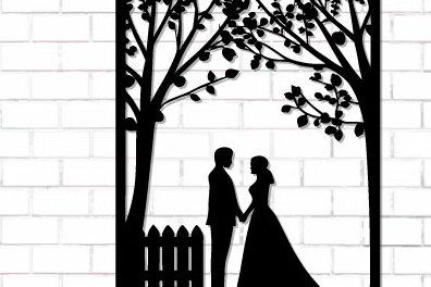 Σετ των 2 Intra απο ξύλο plywood 3mm-4mm πάχος – Κοπή λέιζερ τοίχου για ζευγάρια Valentine Δίασταση  40x30 cm INTRAFABR-112615326