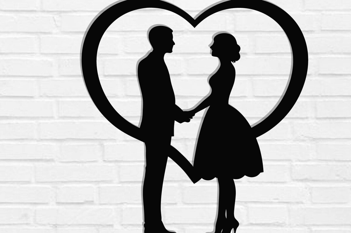 Σετ των 2 Intra απο ξύλο plywood 3mm-4mm πάχος – Κοπή λέιζερ τοίχου για ζευγάρια Valentine Δίασταση  40x30 cm INTRAFABR-118730632