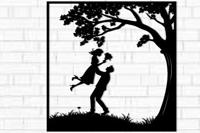 Σετ των 2 Intra απο ξύλο plywood 3mm-4mm πάχος – Κοπή λέιζερ τοίχου για ζευγάρια Valentine Δίασταση  40x30 cm INTRAFABR-112318367