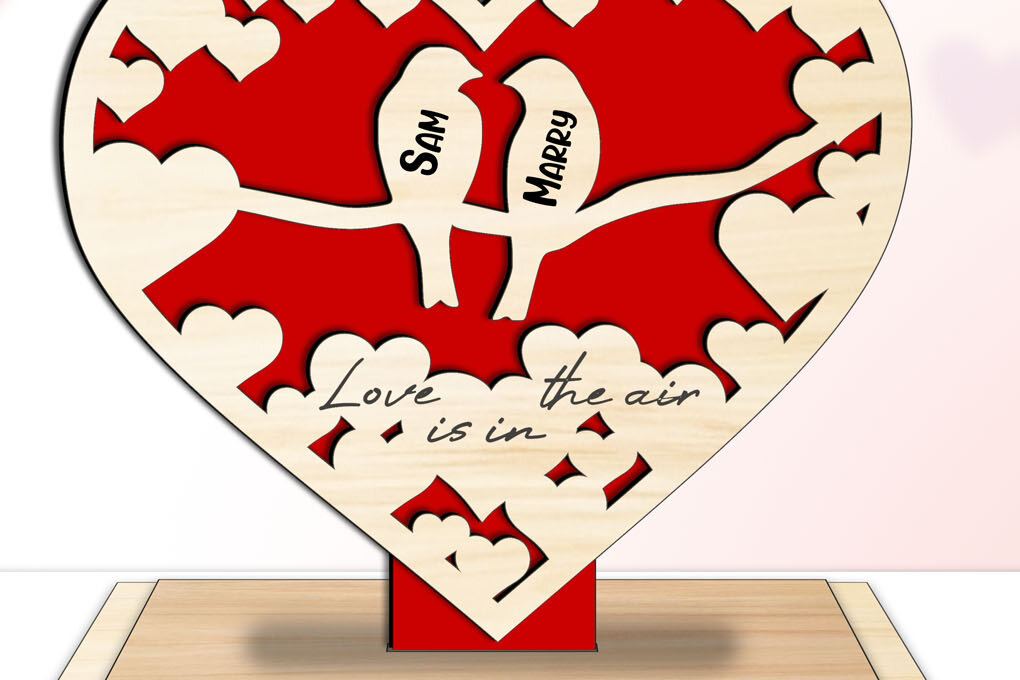 Σετ των 2 Intra απο ξύλο plywood 3mm-4mm πάχος – Δώρο αγάπης για την ημέρα του Αγίου Βαλεντίνου Δίασταση  20x20 cm INTRAFABR-113129227