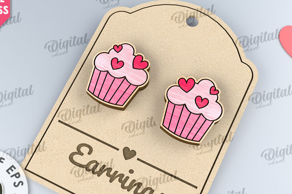 Σετ των 3 Intra απο ξύλο plywood 3mm-4mm πάχος – Σκουλαρίκια για την ημέρα του Αγίου Βαλεντίνου  κοπής με λέιζερ Δίασταση  5x5 cm INTRAFABR-110109196