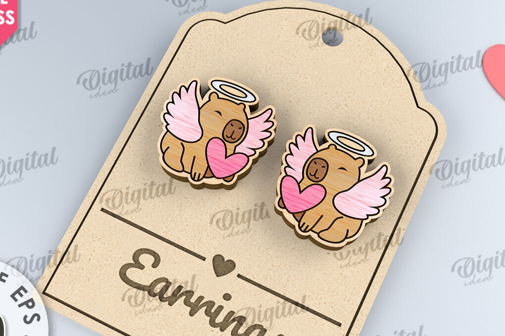 Σετ των 3 Intra απο ξύλο plywood 3mm-4mm πάχος – Σκουλαρίκια για την ημέρα του Αγίου Βαλεντίνου  κοπής με λέιζερ Δίασταση  5x5 cm INTRAFABR-110109219