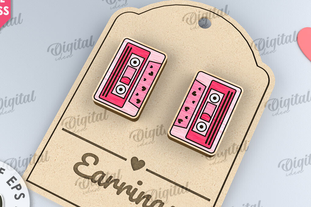 Σετ των 3 Intra απο ξύλο plywood 3mm-4mm πάχος – Σκουλαρίκια για την ημέρα του Αγίου Βαλεντίνου  κοπής με λέιζερ Δίασταση  5x5 cm INTRAFABR-110109233