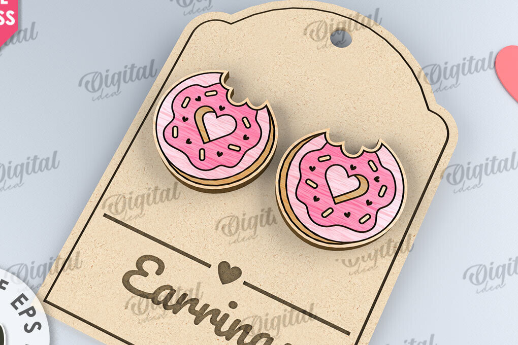 Σετ των 3 Intra απο ξύλο plywood 3mm-4mm πάχος – Σκουλαρίκια για την ημέρα του Αγίου Βαλεντίνου  κοπής με λέιζερ Δίασταση  5x5 cm INTRAFABR-110109259