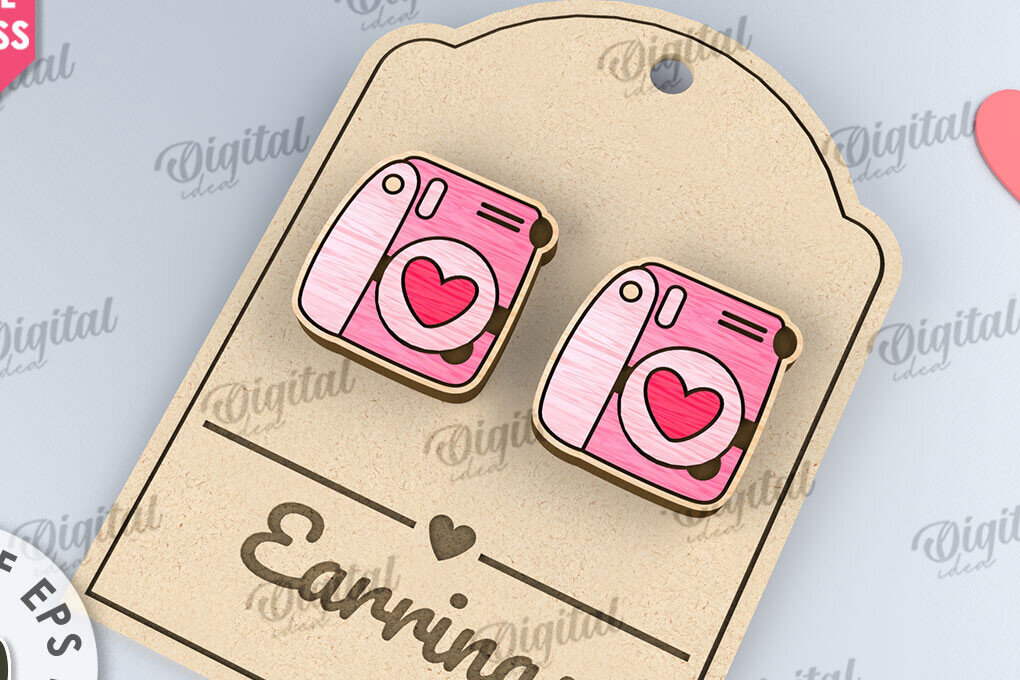 Σετ των 3 Intra απο ξύλο plywood 3mm-4mm πάχος – Σκουλαρίκια για την ημέρα του Αγίου Βαλεντίνου  κοπής με λέιζερ Δίασταση  5x5 cm INTRAFABR-110109271