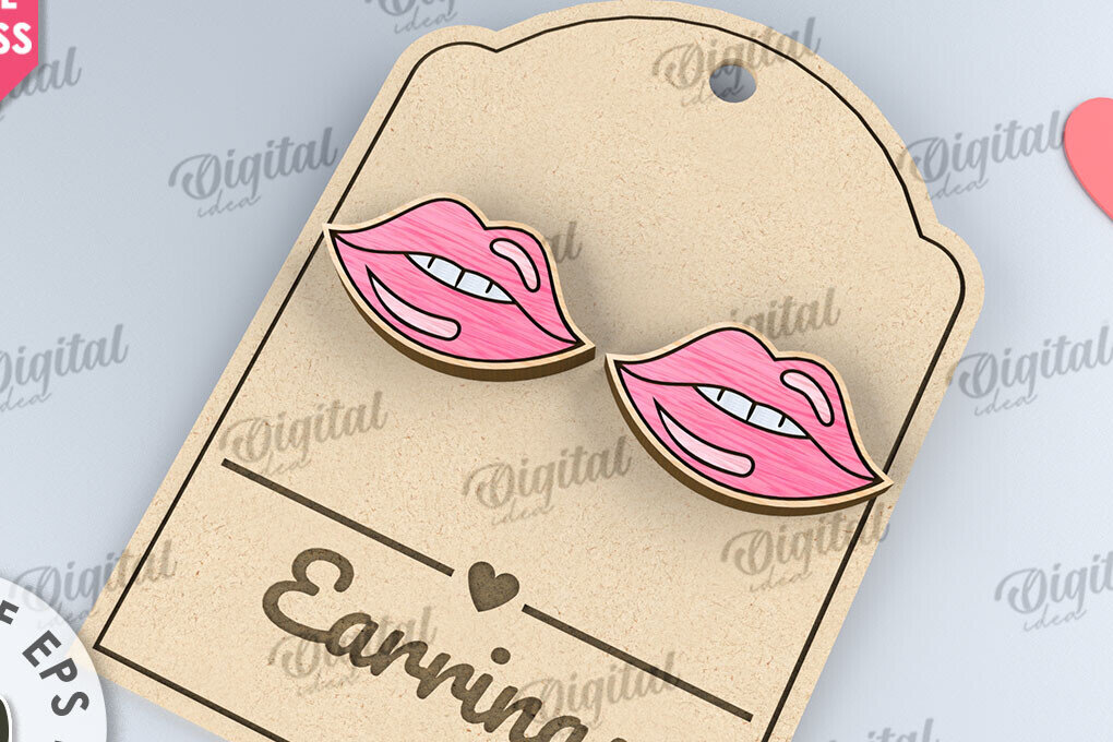 Σετ των 3 Intra απο ξύλο plywood 3mm-4mm πάχος – Σκουλαρίκια για την ημέρα του Αγίου Βαλεντίνου  κοπής με λέιζερ Δίασταση  5x5 cm INTRAFABR-110109291