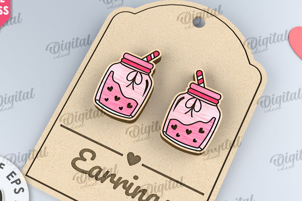 Σετ των 3 Intra απο ξύλο plywood 3mm-4mm πάχος – Σκουλαρίκια για την ημέρα του Αγίου Βαλεντίνου  κοπής με λέιζερ Δίασταση  5x5 cm INTRAFABR-110109311