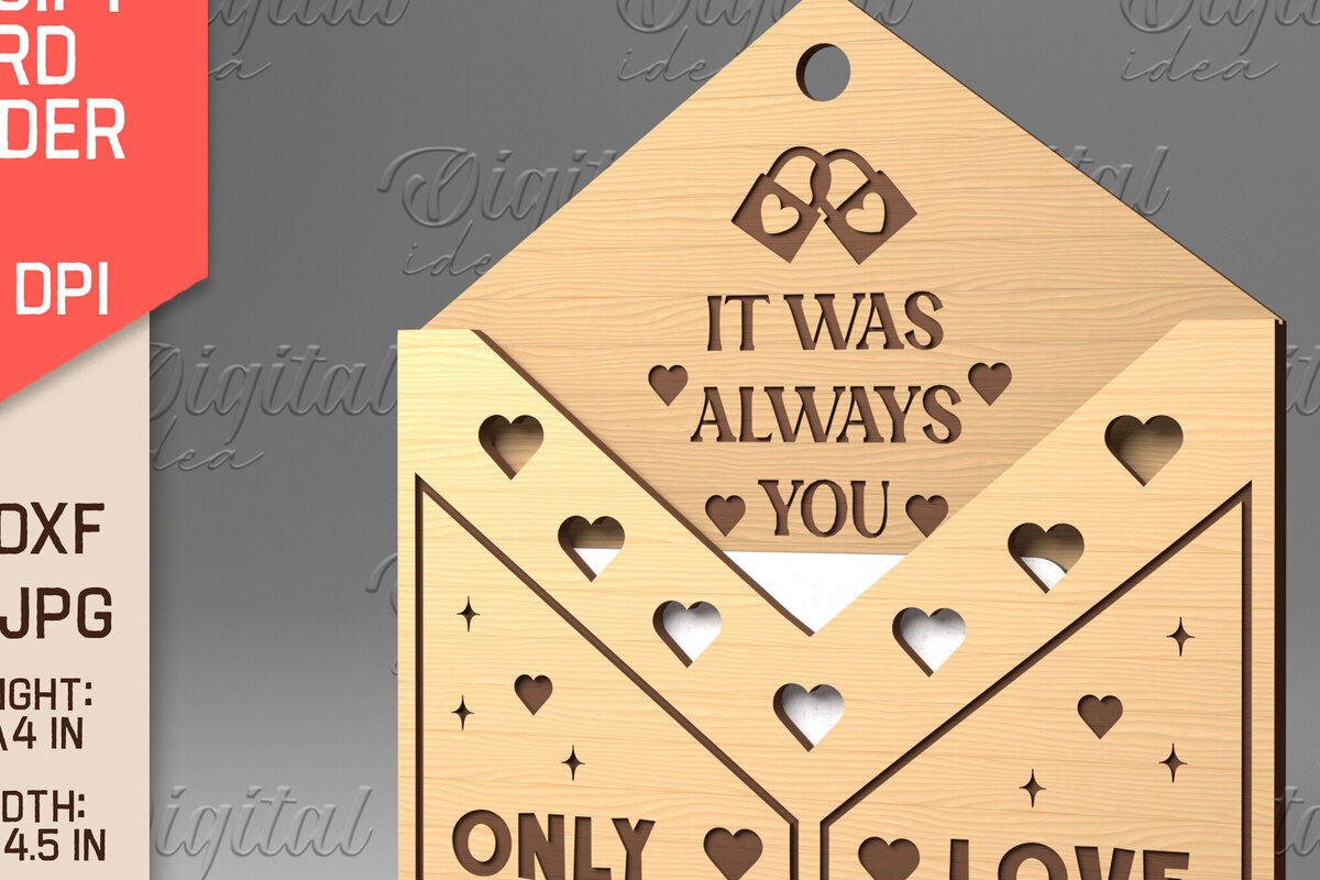 Σετ των 2 Intra απο ξύλο plywood 3mm-4mm πάχος – Κάτοχος δωροκάρτας με φάκελο για την ημέρα του Αγίου Βαλεντίνου Δίασταση  20x20 cm INTRAFABR-84069915