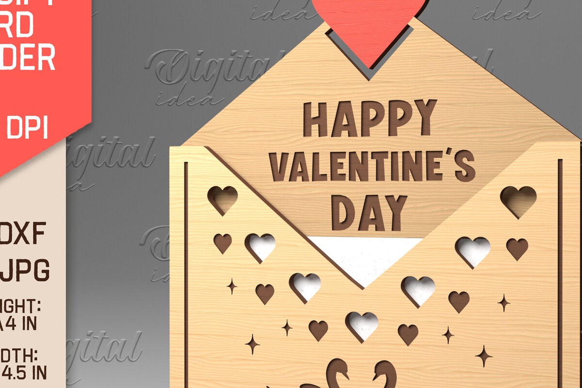 Σετ των 2 Intra απο ξύλο plywood 3mm-4mm πάχος – Κάτοχος δωροκάρτας με φάκελο για την ημέρα του Αγίου Βαλεντίνου Δίασταση  20x20 cm INTRAFABR-84070072