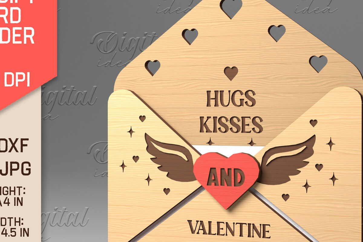 Σετ των 2 Intra απο ξύλο plywood 3mm-4mm πάχος – Κάτοχος δωροκάρτας με φάκελο για την ημέρα του Αγίου Βαλεντίνου Δίασταση  20x20 cm INTRAFABR-84070135