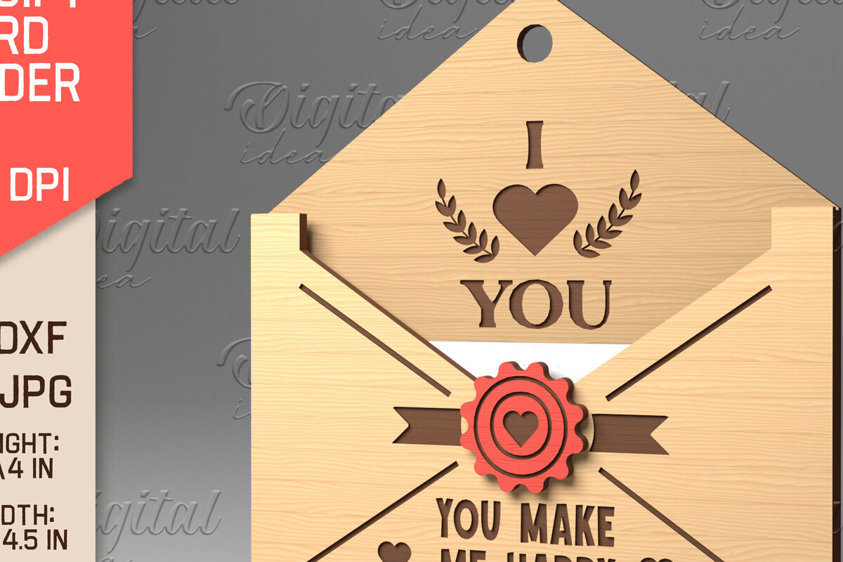 Σετ των 2 Intra απο ξύλο plywood 3mm-4mm πάχος – Κάτοχος δωροκάρτας με φάκελο για την ημέρα του Αγίου Βαλεντίνου Δίασταση  20x20 cm INTRAFABR-84070201