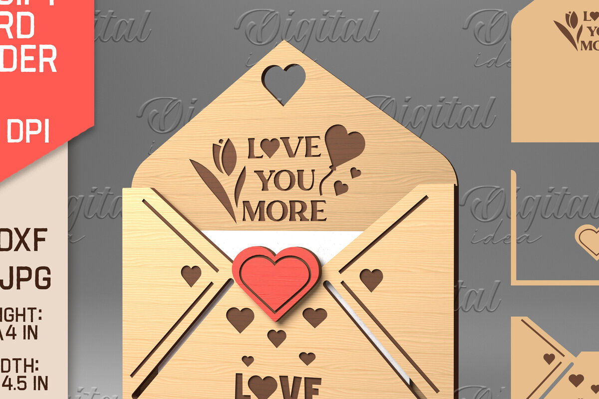 Σετ των 2 Intra απο ξύλο plywood 3mm-4mm πάχος – Κάτοχος δωροκάρτας με φάκελο για την ημέρα του Αγίου Βαλεντίνου Δίασταση  20x20 cm INTRAFABR-84070265