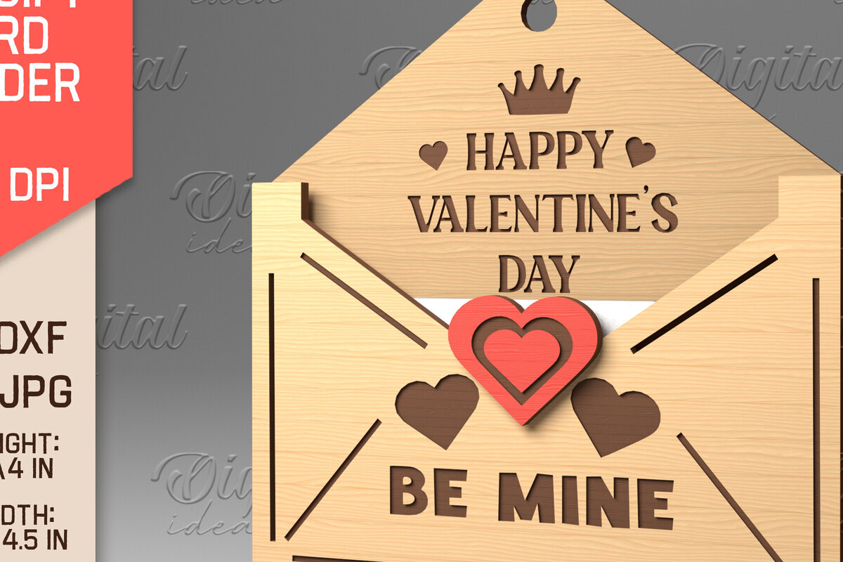 Σετ των 2 Intra απο ξύλο plywood 3mm-4mm πάχος – Κάτοχος δωροκάρτας με φάκελο για την ημέρα του Αγίου Βαλεντίνου Δίασταση  20x20 cm INTRAFABR-84069817