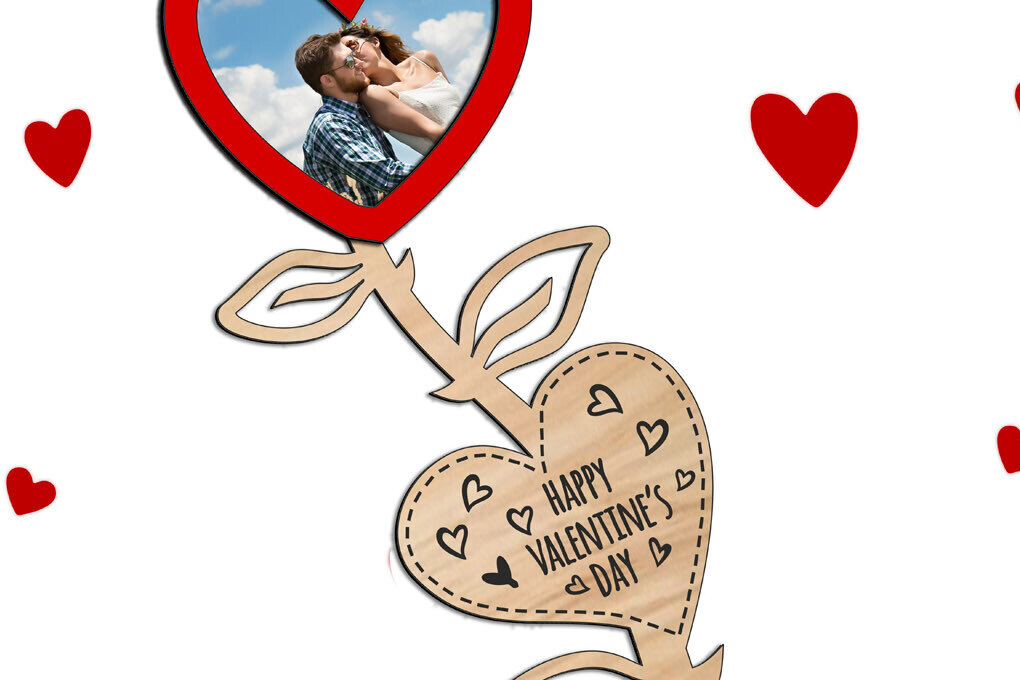 Σετ των 2 Intra απο ξύλο plywood 3mm-4mm πάχος – Δώρο λουλουδιών Αγίου Βαλεντίνου Heart Rose Δίασταση  20x20 cm INTRAFABR-114218622