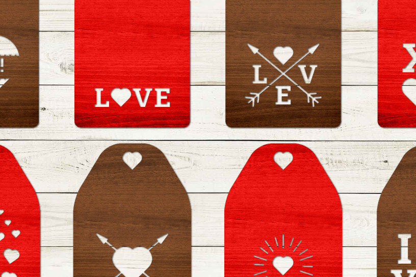 Σετ των 2 Intra απο ξύλο plywood 3mm-4mm πάχος – Πακέτο δώρου για την ημέρα του Αγίου Βαλεντίνου Δίασταση  20x20 cm INTRAFABR-54741937