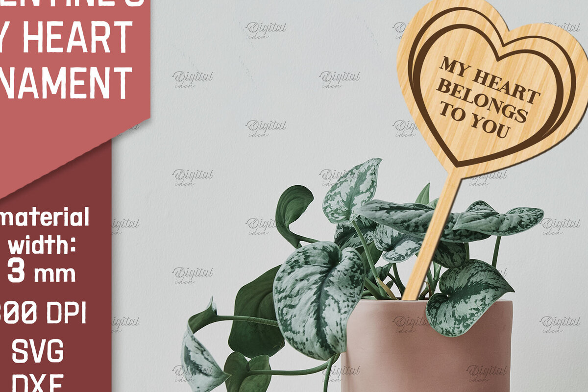 Σετ των 2 Intra απο ξύλο plywood 3mm-4mm πάχος – Στολίδι για την ημέρα του Αγίου Βαλεντίνου με λέιζερ Δίασταση  20x20 cm INTRAFABR-85476039