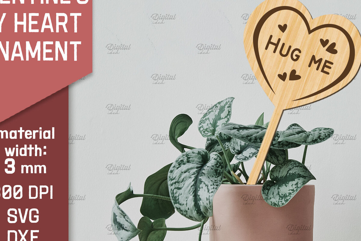 Σετ των 2 Intra απο ξύλο plywood 3mm-4mm πάχος – Στολίδι για την ημέρα του Αγίου Βαλεντίνου με λέιζερ Δίασταση  20x20 cm INTRAFABR-85475596