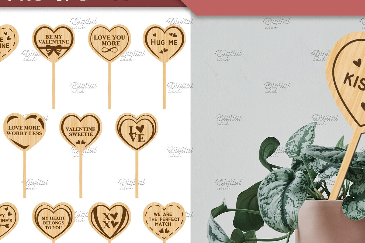 Σετ των 2 Intra απο ξύλο plywood 3mm-4mm πάχος – Πακέτο στολίδι για την ημέρα του Αγίου Βαλεντίνου Δίασταση  20x20 cm INTRAFABR-85701491