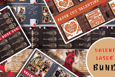 Σετ των 2 Intra απο ξύλο plywood 3mm-4mm πάχος – Πακέτο κοπής με λέιζερ για την ημέρα του Αγίου Βαλεντίνου Δίασταση  20x20 cm INTRAFABR-88965109