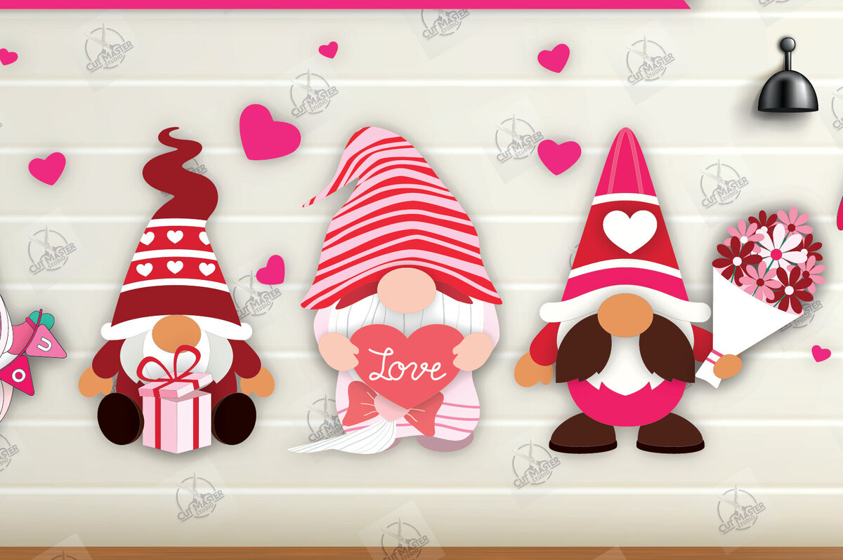 Σετ των 2 Intra απο ξύλο plywood 3mm-4mm πάχος – Πακέτο Gnomes με στρώσεις για την ημέρα του Αγίου Βαλεντίνου Δίασταση  20x20 cm INTRAFABR-112336473