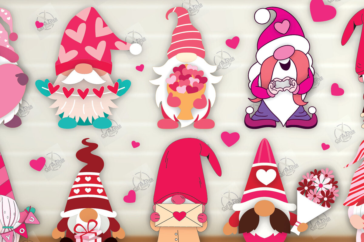 Σετ των 2 Intra απο ξύλο plywood 3mm-4mm πάχος – Πακέτο Gnomes με στρώσεις για την ημέρα του Αγίου Βαλεντίνου Δίασταση  20x20 cm INTRAFABR-112336513