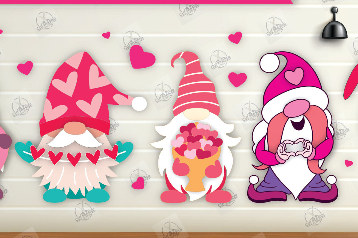 Σετ των 2 Intra απο ξύλο plywood 3mm-4mm πάχος – Πακέτο Gnomes με στρώσεις για την ημέρα του Αγίου Βαλεντίνου Δίασταση  20x20 cm INTRAFABR-112336253