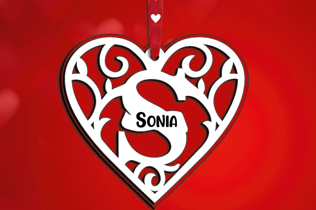 Σετ των 2 Intra απο ξύλο plywood 3mm-4mm πάχος – Μονόγραμμα αγάπης για την Ημέρα του Αγίου Βαλεντίνου Επιστολή S Δίασταση  20x20 cm INTRAFABR-115467396