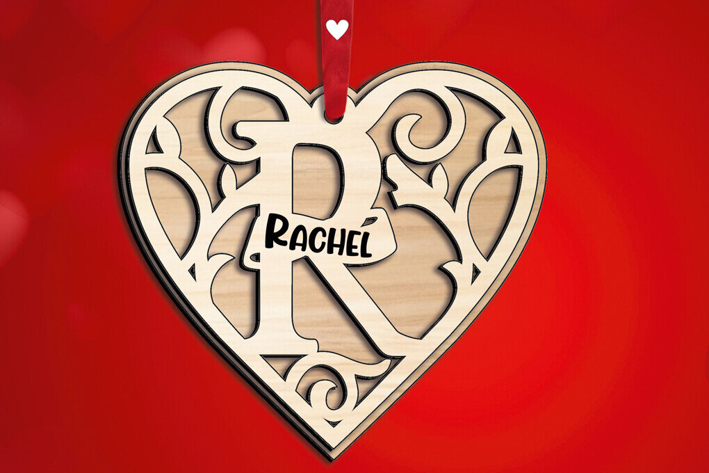 Σετ των 2 Intra απο ξύλο plywood 3mm-4mm πάχος – Μονόγραμμα Ημέρα του Αγίου Βαλεντίνου Γράμμα R αγάπη Δίασταση  20x20 cm INTRAFABR-115467470