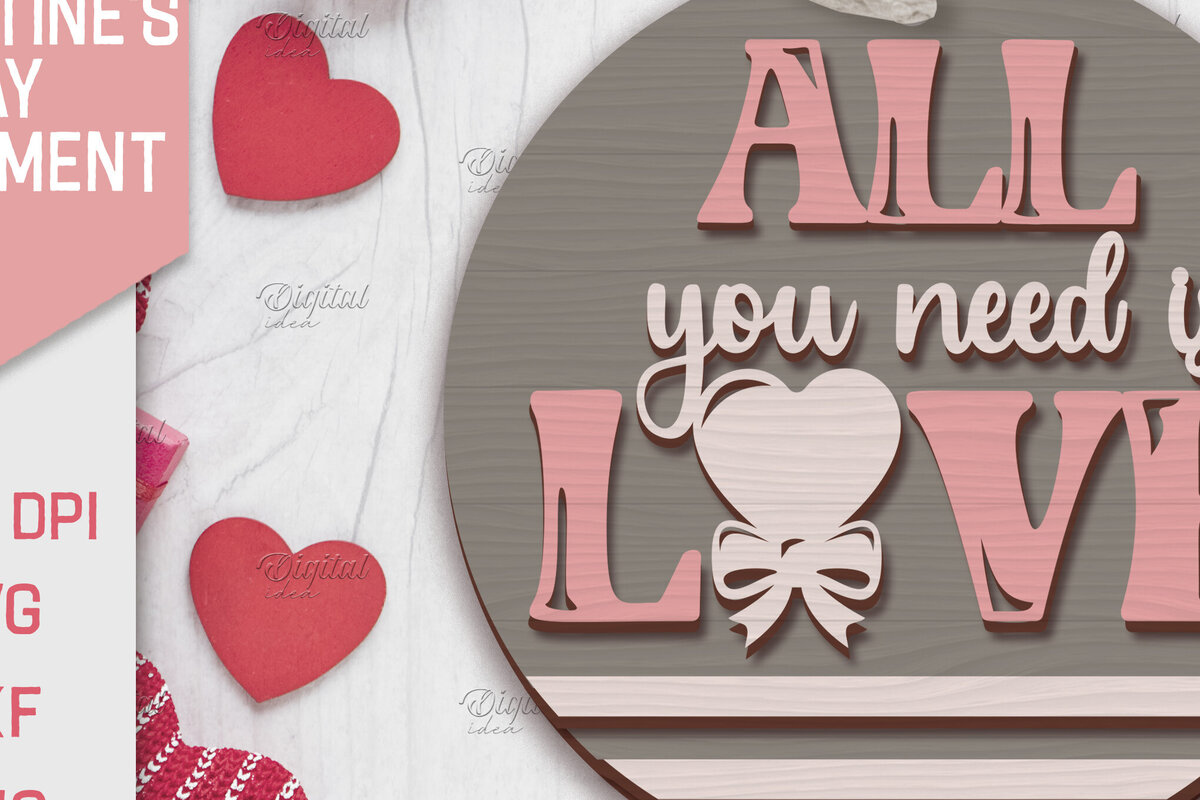 Σετ των 2 Intra απο ξύλο plywood 3mm-4mm πάχος – Λέιζερ στολίδι για την ημέρα του Αγίου Βαλεντίνου. Αγαπήστε το Δίασταση  20x20 cm INTRAFABR-85708095