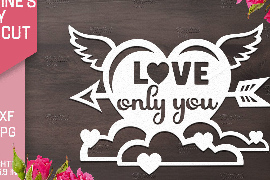 Σετ των 2 Intra απο ξύλο plywood 3mm-4mm πάχος – Χαρτόκοψη για την ημέρα του Αγίου Βαλεντίνου. Αποσπάσματα αγάπης Δίασταση  20x20 cm INTRAFABR-85771717